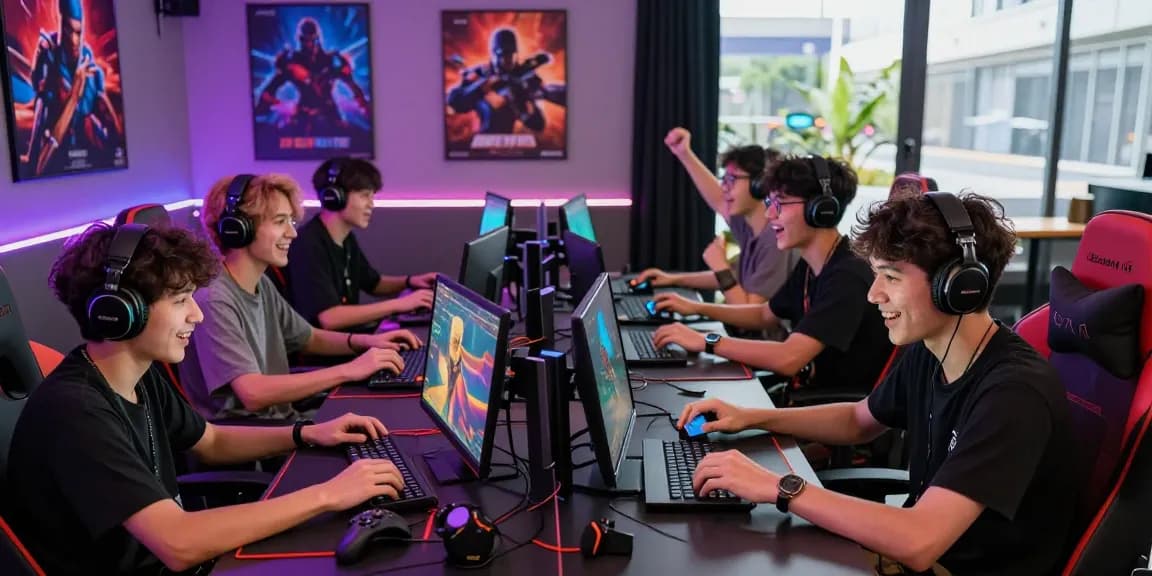 Exciting KO66 gaming scene with friends enjoying multiplayer games in a vibrant atmosphere