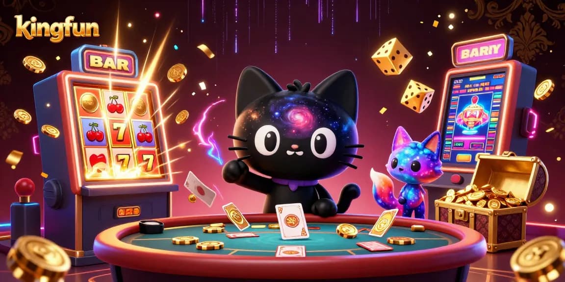 Engage with kingfun's cosmic casino adventures featuring vibrant characters and thrilling game elements.
