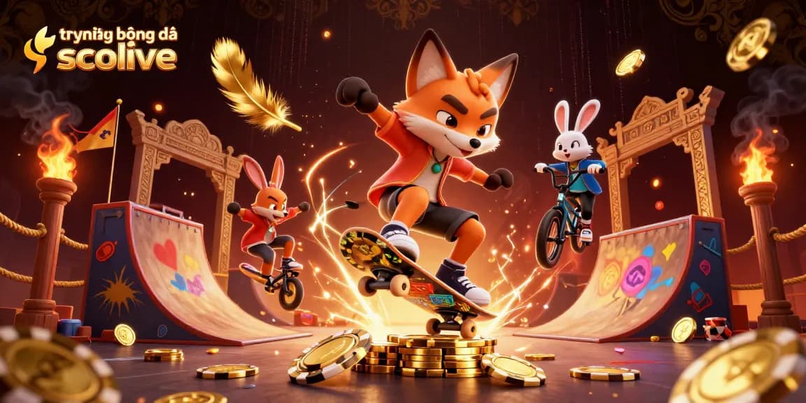 Experience trực tiếp bóng đá socolive with an energetic scene featuring cartoon characters in a vibrant casino setting.