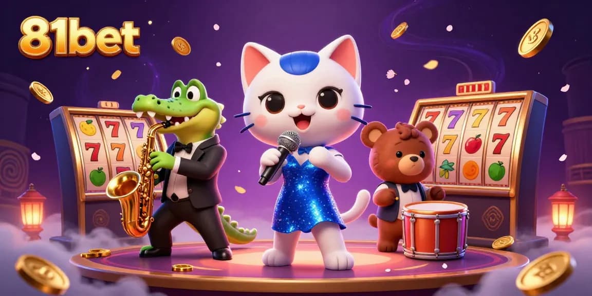 Experience the thrill of 81bet with jazzy characters and vibrant slot machines in action.