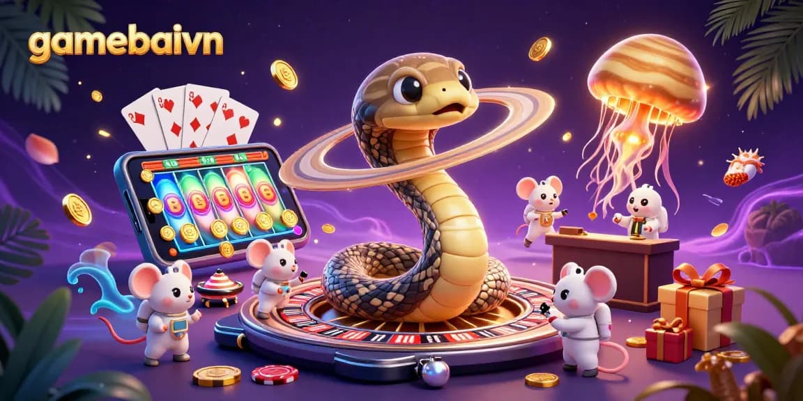 Experience thrilling gameplay with gamebaivn and its cosmic poker scene filled with vibrant interactive elements.