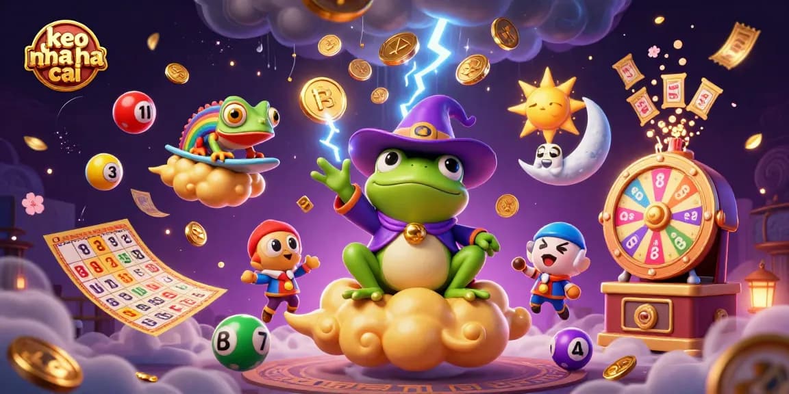 Engage with keo nha cai using 3D cartoon characters in a vibrant gambling scene filled with elements.