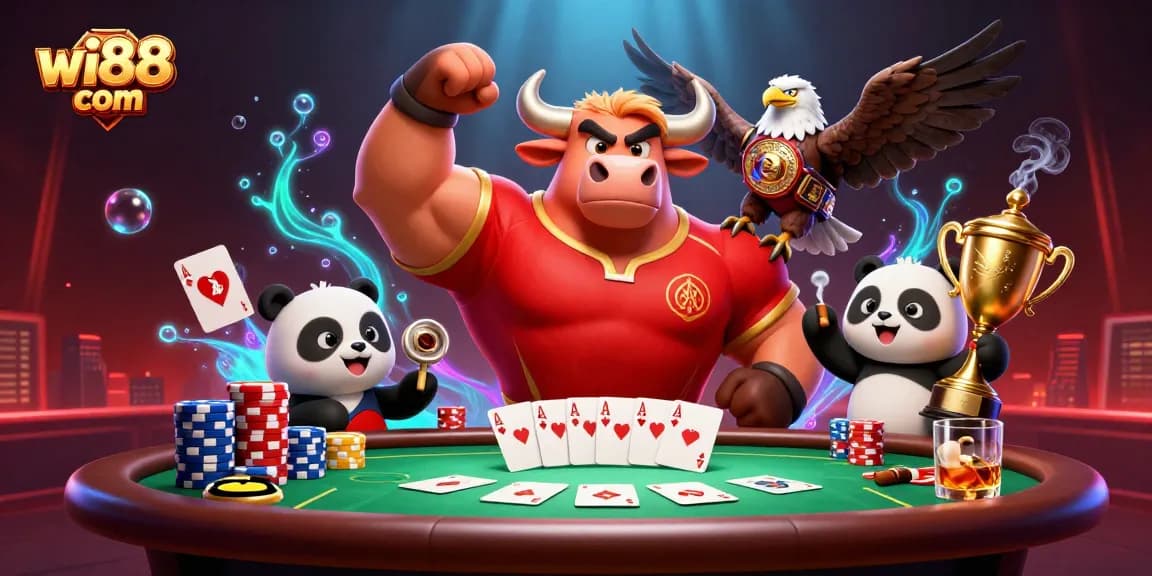 Join the excitement at wi88 com with winning mascots in a lively casino atmosphere!