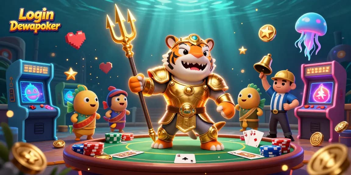 This captivating illustration showcases the Login Poker Dewapoker experience, featuring vibrant casino gaming elements.