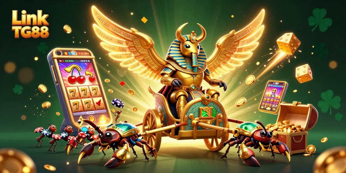 Experience the vibrant world of Link TG88 with a dynamic casino scene featuring thrilling game elements.