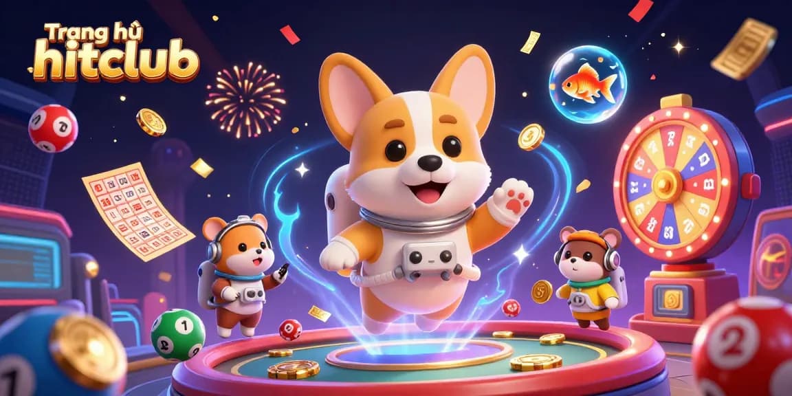 Play fun games at Trang chủ hitclub with floating astronauts and vibrant casino elements