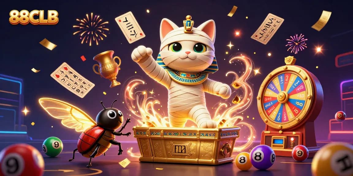 Play and Win at 88CLB with vibrant 3D casino elements and Egyptian theme