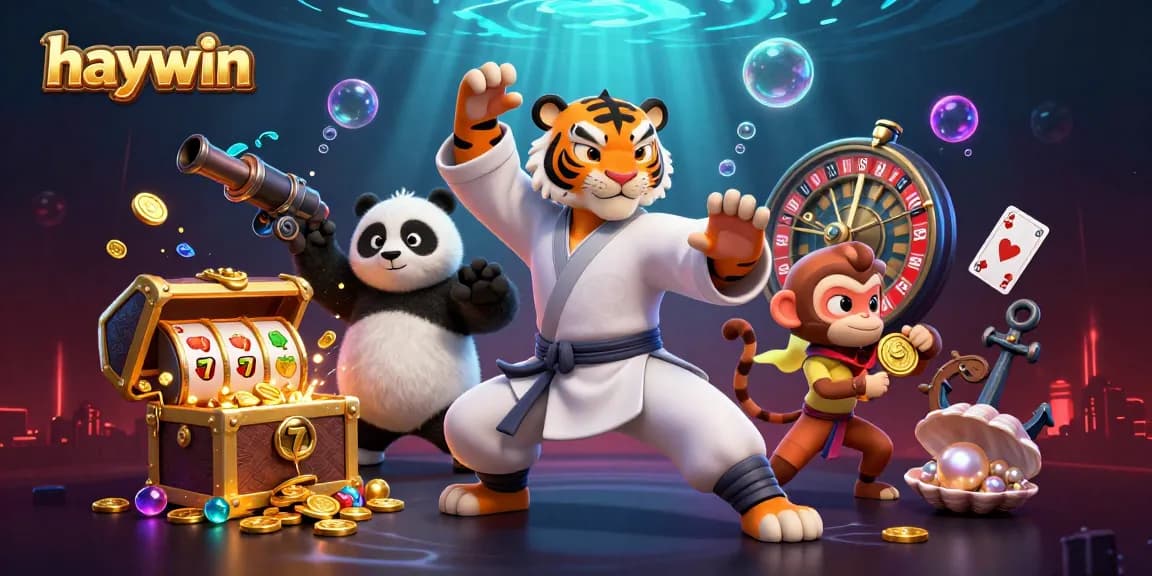 Experience the excitement of Haywin online with a vibrant scene of gambling and treasure.