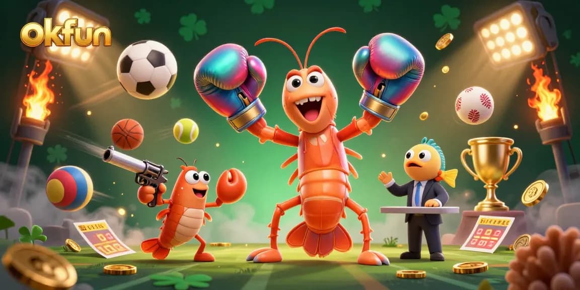 Engage in thrilling action with okfun-themed art featuring dynamic sports elements and vibrant characters.