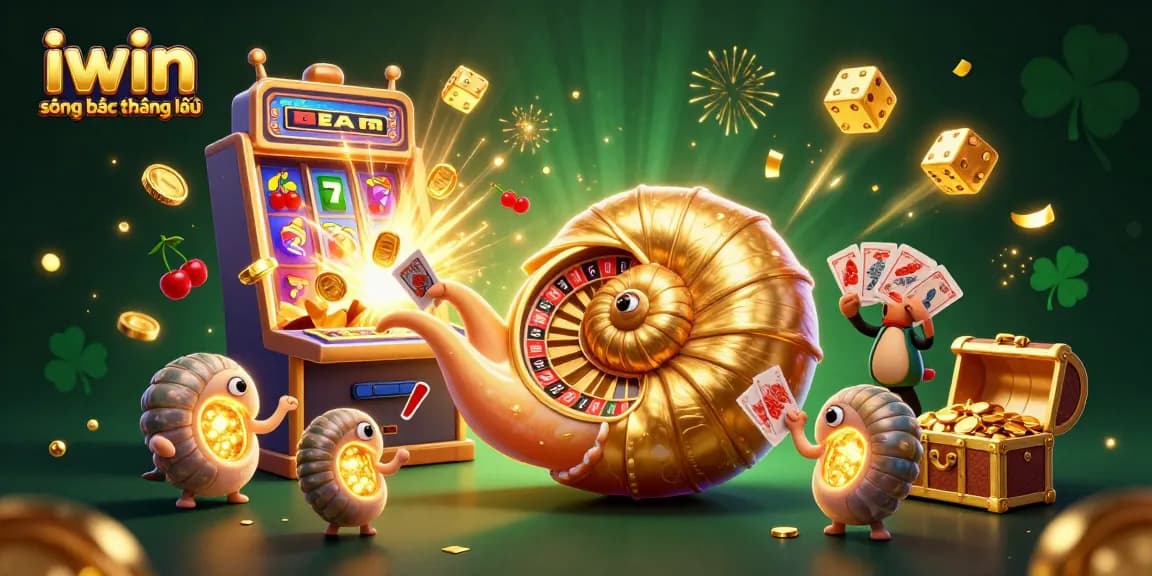 Spin to win at iwin sòng bạc thượng lưu with vibrant slot machines and glowing casino elements.