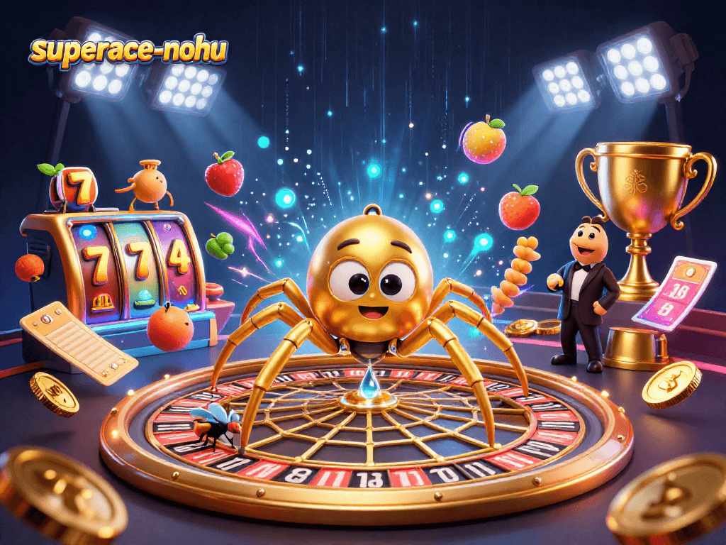 Engage with superace-nohu by placing bets on a thrilling game setup featuring a golden roulette web.