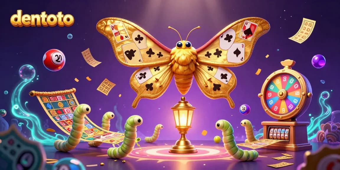 Engage in thrilling dentoto lottery and slot experiences with animated characters and vibrant casino elements.