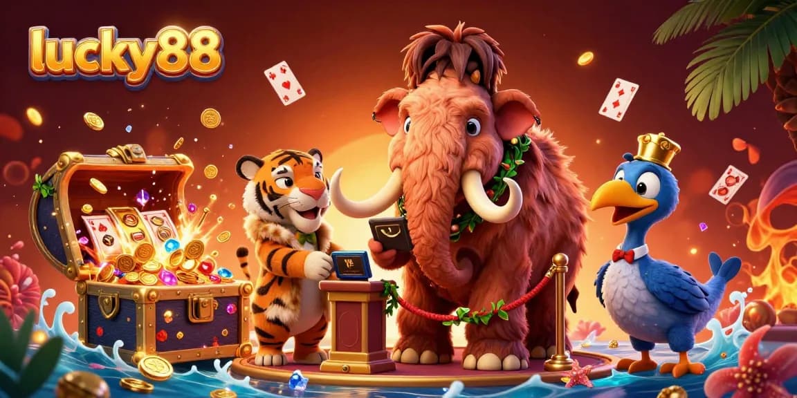 Engage in fun with lucky88's vibrant casino scene featuring a bouncer and unique guests.