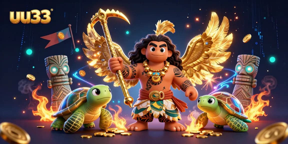 Bet on fun with uu33 in this vibrant casino-themed 3D illustration of a demigod hawk and its sidekick.