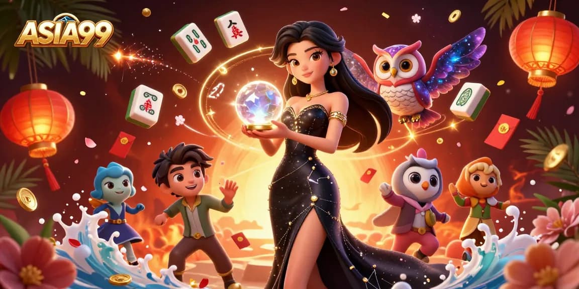 Experience the thrill of ASIA99 with a captivating casino scene filled with magic and fortune.