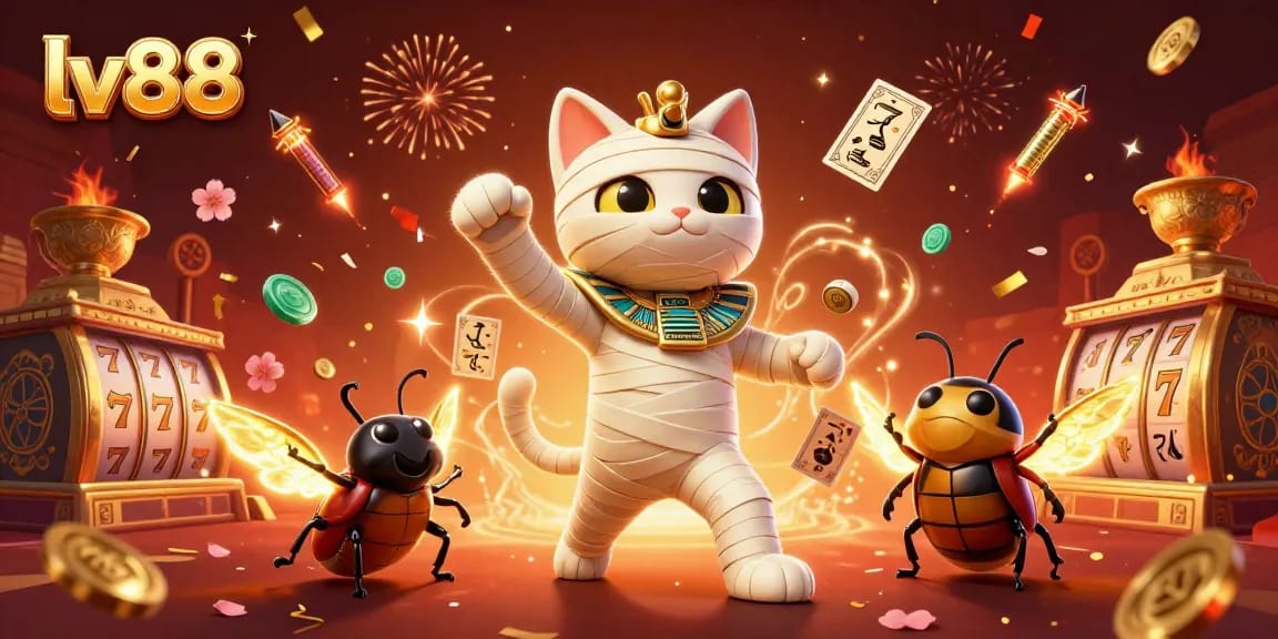 Experience thrilling wins at lv88 with a vibrant scene of exciting slot reels and captivating characters.