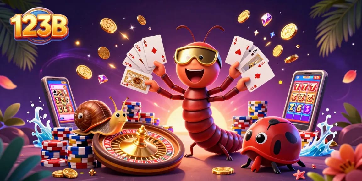 Experience thrilling gameplay at 123B featuring a vibrant casino scene with colorful characters and dynamic game elements.