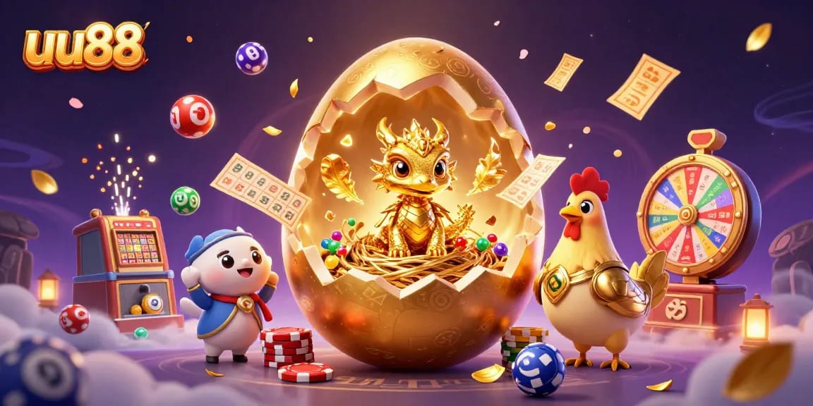 uu88 players winning big with a golden dragon and casino elements in a vibrant 3D scene