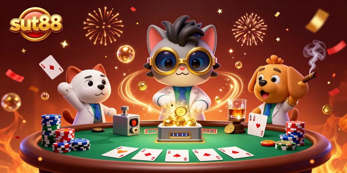 Experience sut88's thrilling poker adventure with a mad scientist cat and dog creating cash prizes.