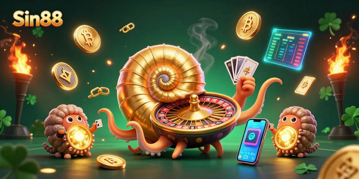 Experience thrilling gaming action at Sin88 with vibrant 3D characters and glowing casino elements.
