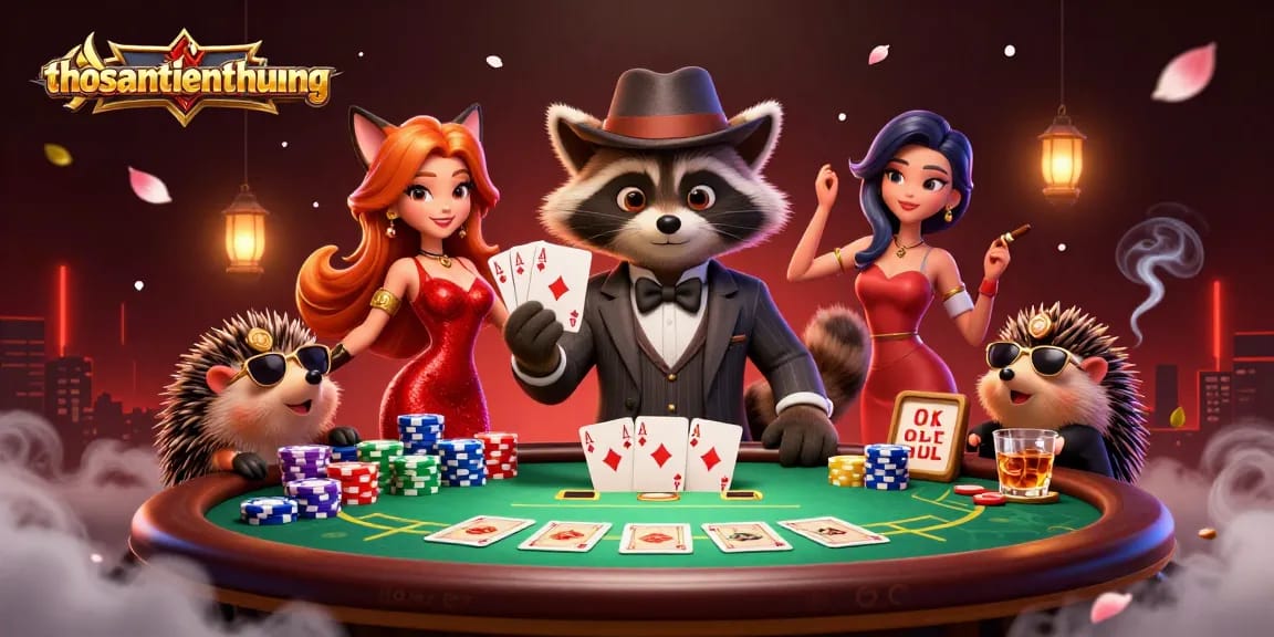 Engage in thrilling gameplay at thosantienthuong with a royal flush and vibrant poker scene.