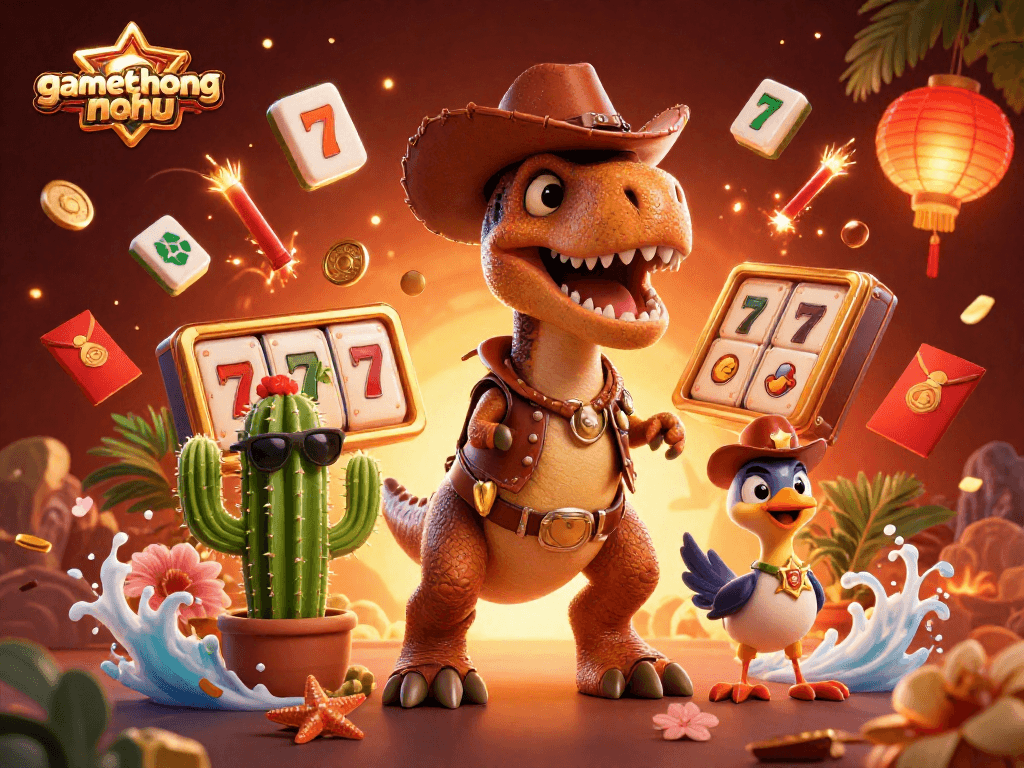 Experience the excitement of gamethuongnohu with animated characters and dynamic slot game elements.