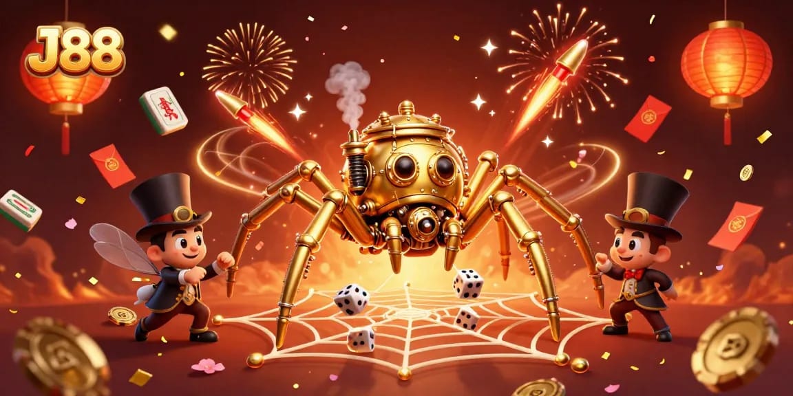 Engage in thrilling J88 casino experiences with colorful elements and a whimsical steampunk design.