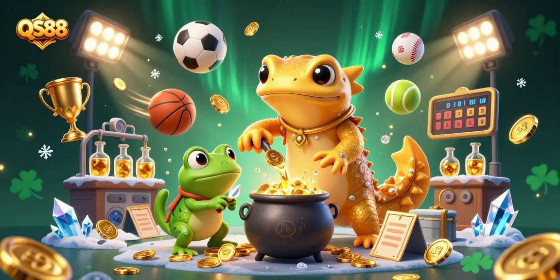 Experience thrilling gaming excitement at QS88 with dynamic casino-inspired characters and elements.
