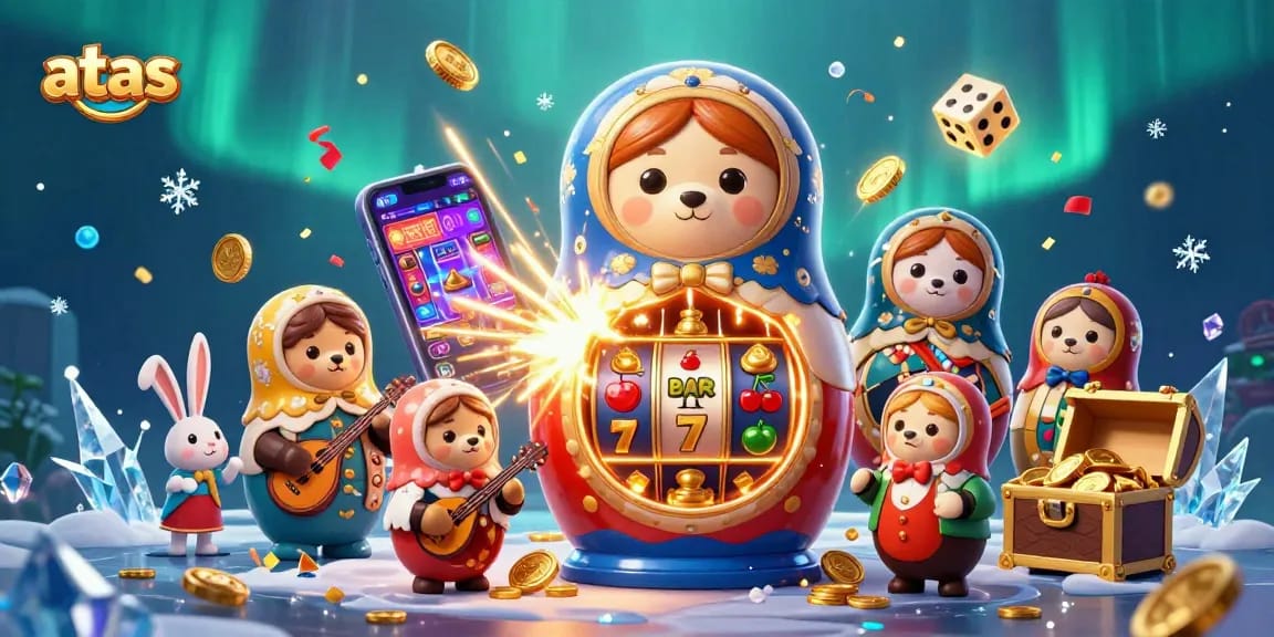 Experience vibrant gaming excitement at atas with this dynamic casino illustration showcasing playful elements.
