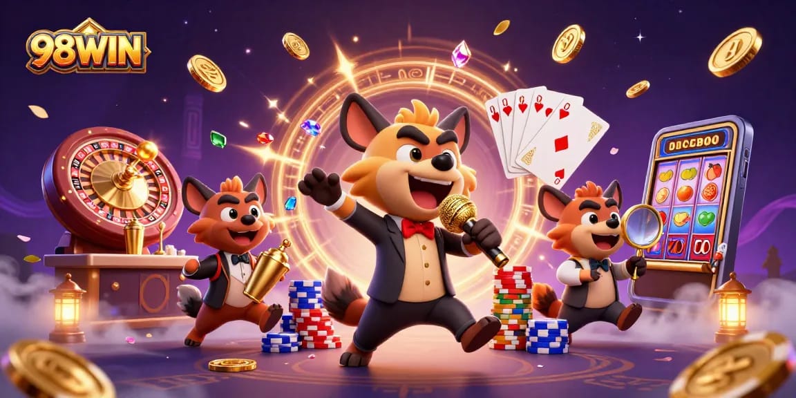 Engage in the vibrant atmosphere of 98WIN’s comedy casino with hyenas in action.