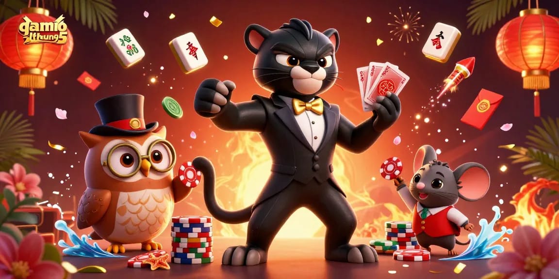 Engage in thrilling gameplay with gamebaidoithuong5's vibrant characters and casino elements.