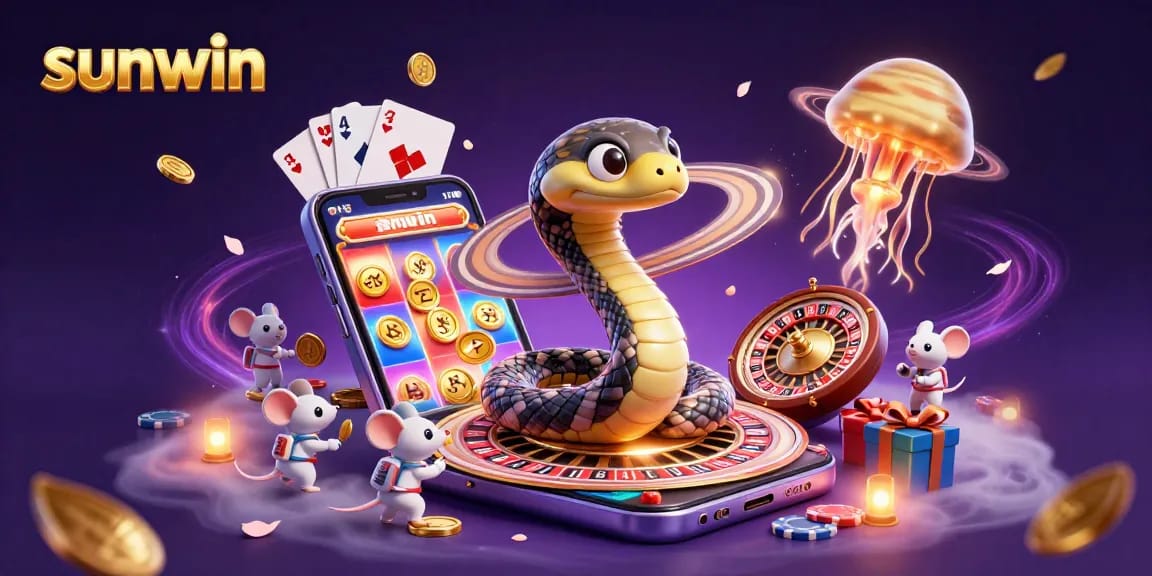 Engage with the exciting sunwin gaming scene featuring a roulette wheel and vibrant casino elements.