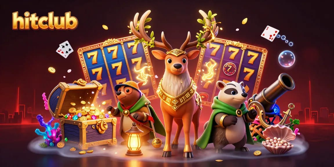 Experience the thrill of hitclub with vibrant slot reels and enchanting characters in a 3D casino scene.