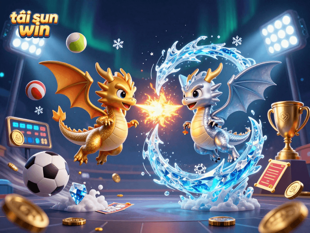 Experience exciting gameplay as you tải sun win alongside twin cartoon dragons and dynamic sports elements.
