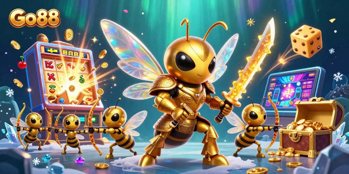 Go 88 showcases an exciting slot scene with vibrant casino elements and dynamic characters