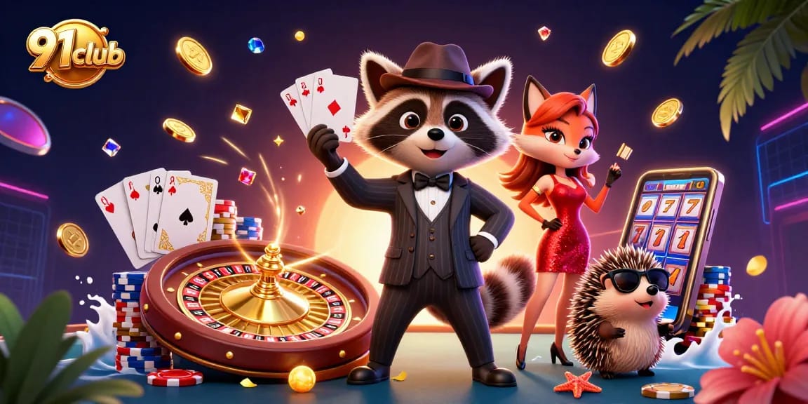 Play and win with 91club, experiencing thrilling casino games with vibrant characters and stunning visuals.