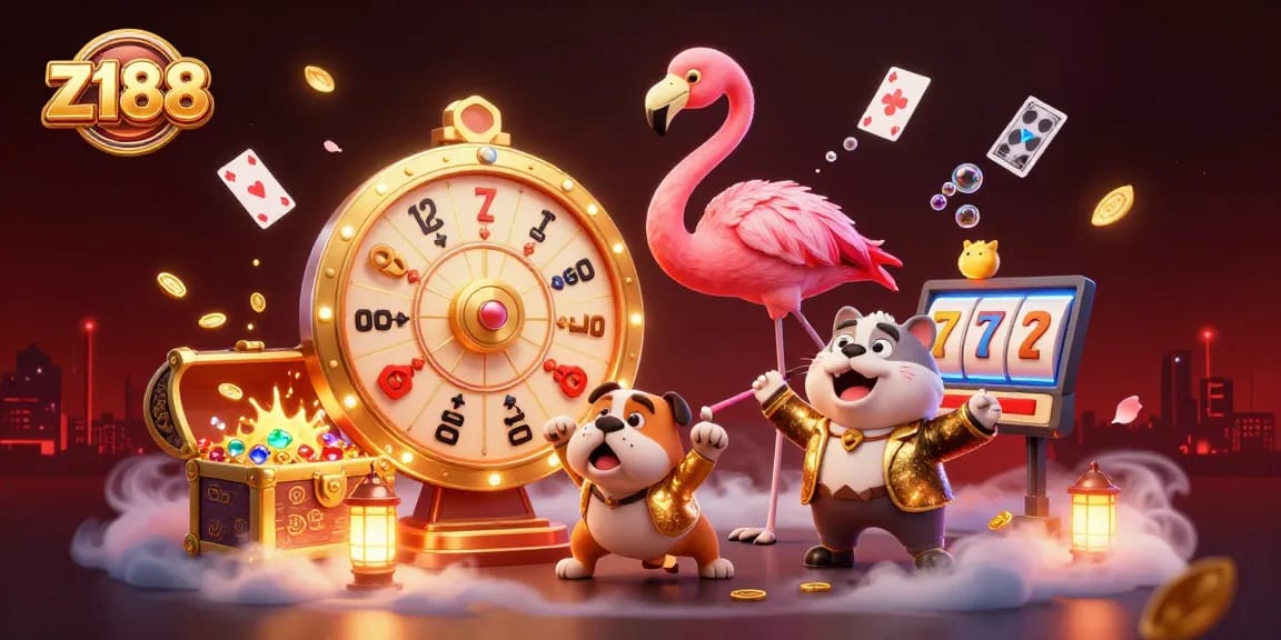 Experience thrilling action at z188 with a vibrant casino scene featuring exciting games and colorful elements.