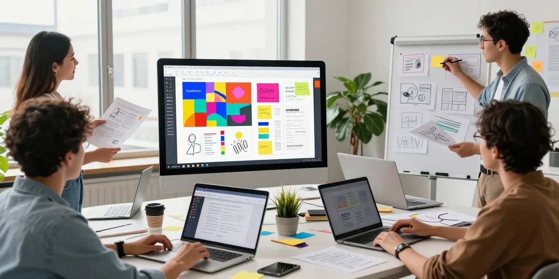 Team collaboration using GoJelly for brainstorming and mood boards in an innovative workspace