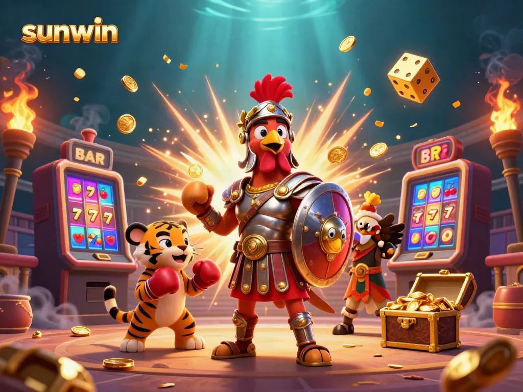 Experience the thrill of winning with sunwin in this vibrant casino illustration.