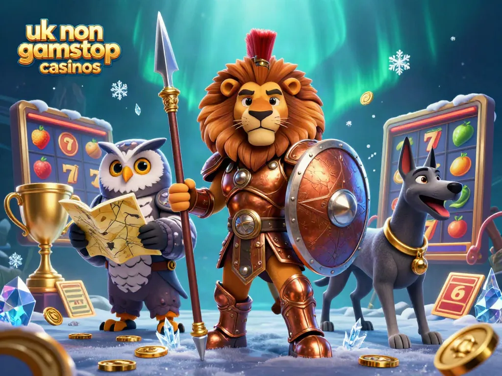Immerse in the adventure of uk non gamstop casinos with Spartan lion and gaming highlights in an epic 3D scene.