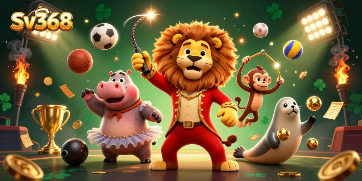 Experience the thrill of Sv368 with vibrant casino characters and dynamic sports action.