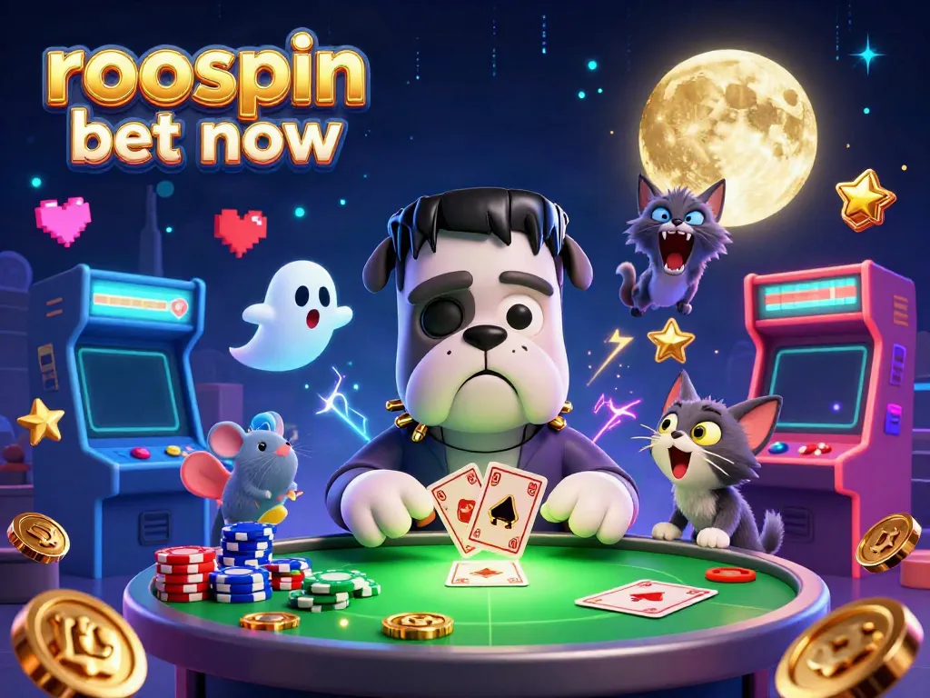 Join the fun with roospin bet now at a lively casino, featuring unique characters and vibrant gaming displays.