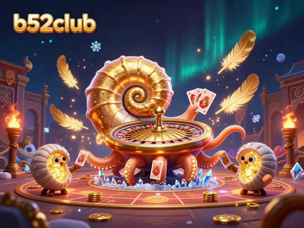 Experience thrilling gameplay at b52club with a dynamic 3D casino scene featuring an ancient nautilus and vibrant elements.