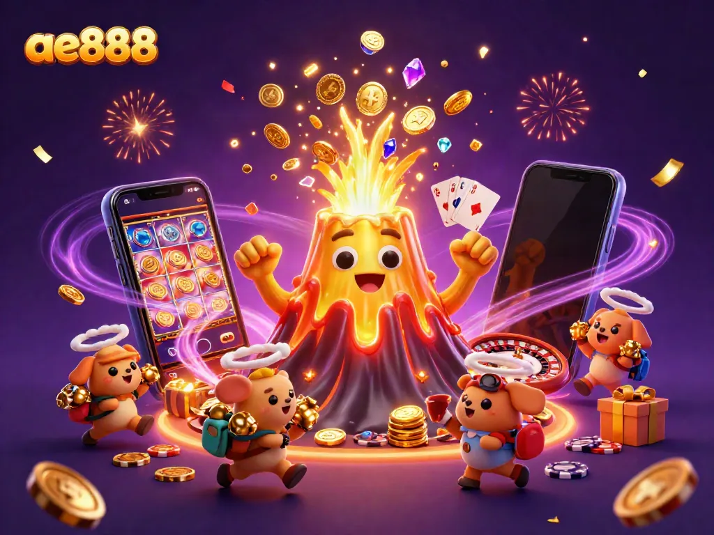 Experience the thrill of playing at ae888 with golden treasures and vibrant casino elements.