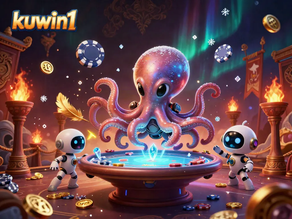 Experience the excitement of kuwin1 with an alien octopus dealer at a holographic poker table.