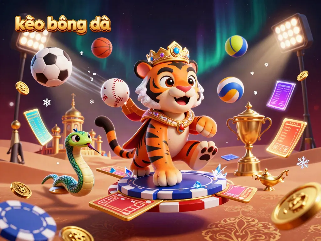 Experience kèo bóng đá with a vibrant and dynamic depiction of sports betting, featuring themed characters and elements.