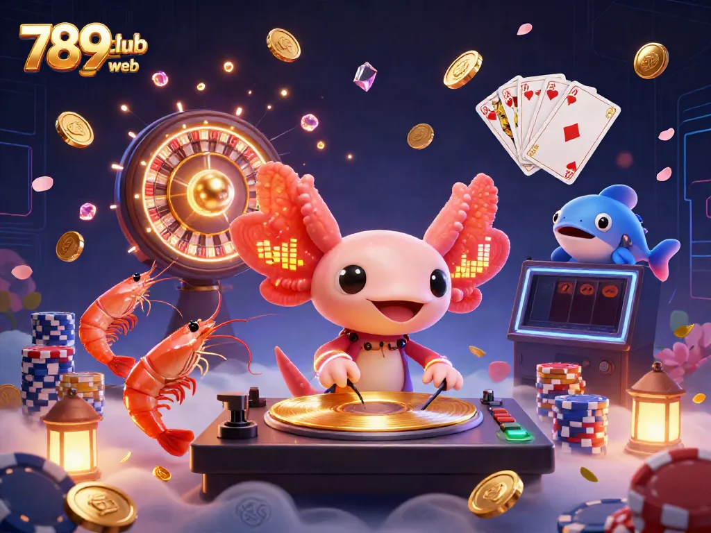 Dive into excitement at 789club web with this lively 3D DJ scene, showcasing colorful characters and vibrant casino elements.