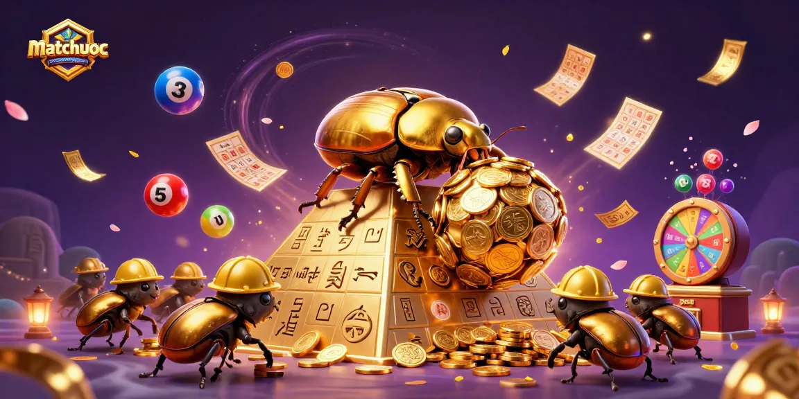 Experience matchuoc excitement as golden beetles roll wealth in a vibrant casino scene.