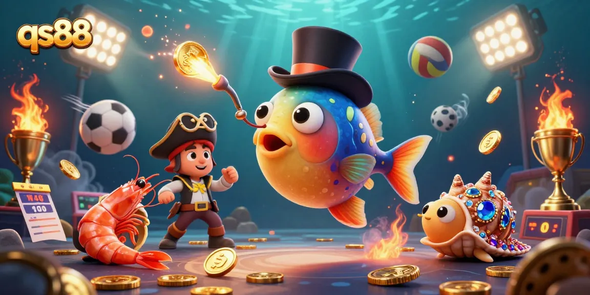 Experience the thrilling qs88 adventure with golden coins and vibrant game elements in this dynamic underwater scene.