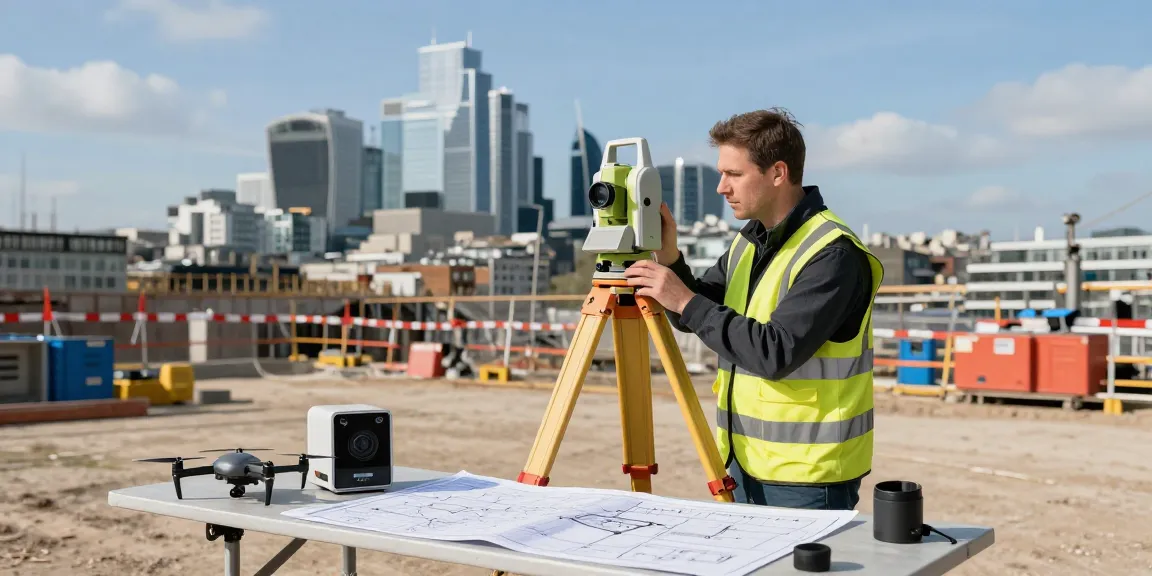 Topographical surveys Surrey and Sussex - Surveyor using advanced equipment on-site